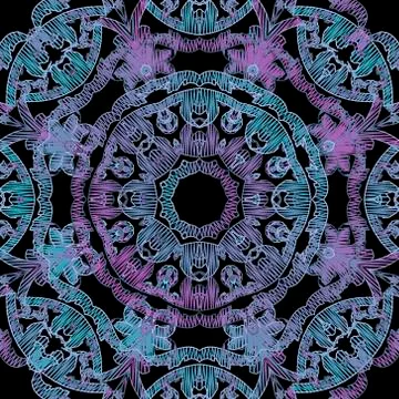 Embroidery baroque vector seamless pattern. Colorful floral grunge background Illustrazione stock