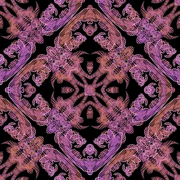 Embroidery baroque vector seamless pattern. Colorful floral grunge background Stock Illustration