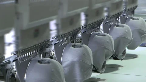 Embroidery Baseball Caps Left Side Stock Footage 320115428