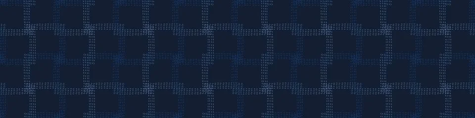 Embroidery Boro Patch Kantha Vector Border Pattern. Asian Needlework Seamless Stock Illustration
