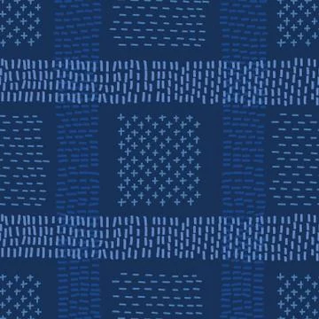 Embroidery Boro Patch Kantha Vector Pattern. Asian Needlework Seamless Stock Illustration