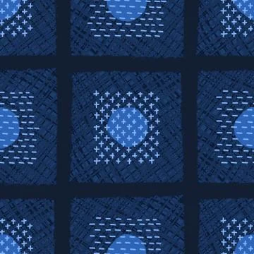 Embroidery Boro Patch Kantha Vector Pattern. Asian Needlework Seamless イラスト素材
