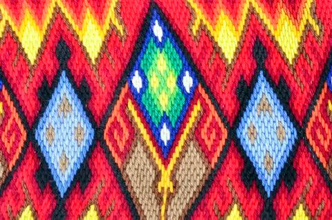 Embroidery with cotton threads Stock Photos