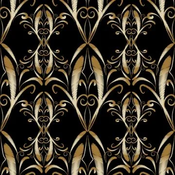 Embroidery damask vector seamless pattern 스톡 일러스트