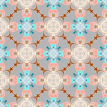 Embroidery Damask vector seamless pattern. Colorful floral modern light 스톡 일러스트