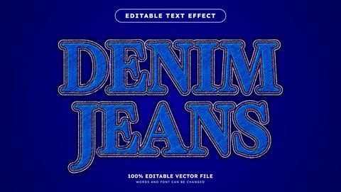 Embroidery Denim editable text effect template textile style Illustrazione stock