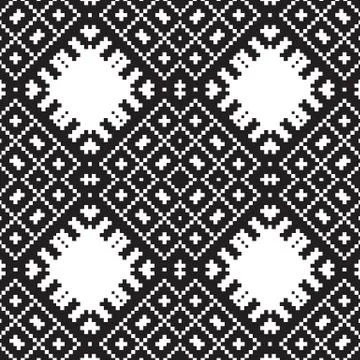 Embroidery ethnic geometric seamless patterns Stock Illustration