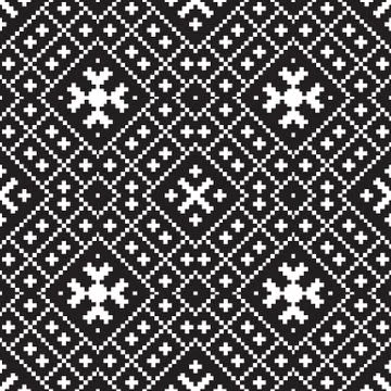 Embroidery ethnic geometric seamless patterns Stock Illustration