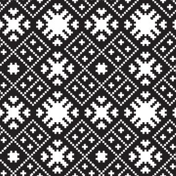 Embroidery ethnic geometric seamless patterns Stock Illustration