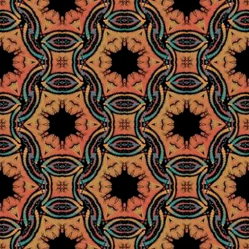 Embroidery ethnic vector seamless pattern. Abstract embroidery ornament. Colo Stock Illustration