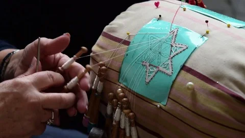 Embroidery on five-pointed star 库存影片 71014221