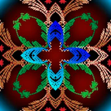 Embroidery floral vector seamless pattern. Colorful grunge background. Tapest Ilustración de archivo