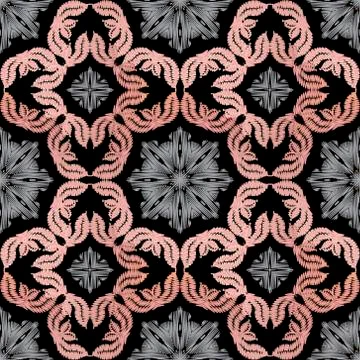 Embroidery floral vector seamless pattern. Baroque ornaments. Colorful grunge 스톡 일러스트