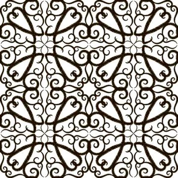 Embroidery floral vector seamless pattern. Line art grunge hand drawn flowers Stock Illustration