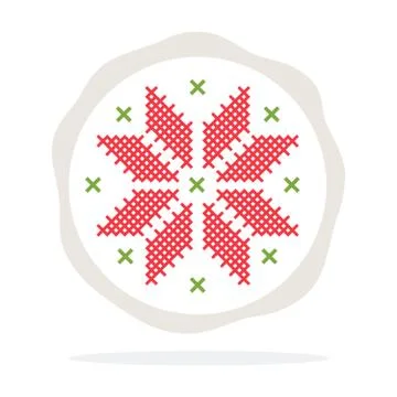 Embroidery in a frame vector flat isolated Stock Illustration