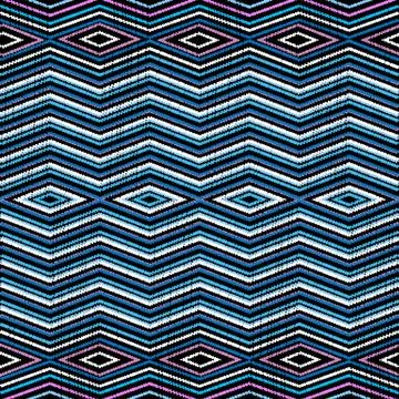 Embroidery geometric vector seamless border pattern. Abstract grunge striped  Stock Illustration