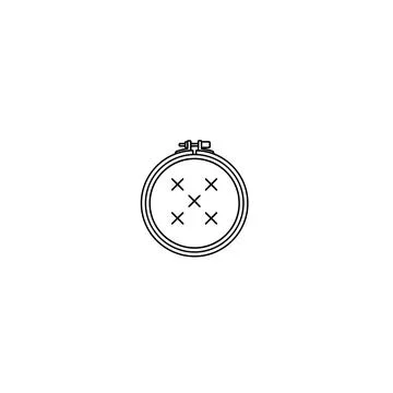 Embroidery hoop with cross stitch pattern icon with white background Stock Illustration