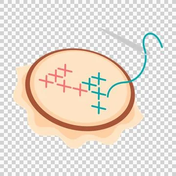 Embroidery hoop with needle and thread on fabric Stock Illustration
