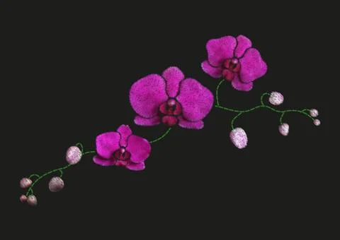 Embroidery imitation floral pattern design.Vector illustration satin stitch.. Stock Illustration