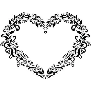 Embroidery inspired heart shape Stock Illustration