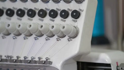 Embroidery machine detail skein thread Stock Footage 73897232