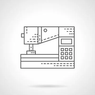 Embroidery machine flat line vector icon Stock Illustration