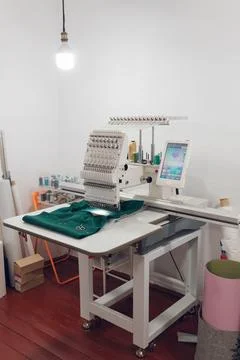 Embroidery machine for hobby or work at home Stock Photos
