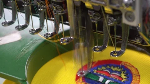 Embroidery machine needle in Textile Industry at Garment Manufacturers Stock Footage 106790223