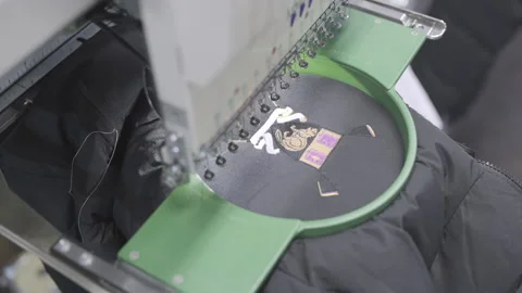Embroidery machine in operation Stock Footage 225862011