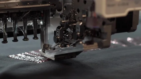 Embroidery Machine - Patterns On Textile Industry. Stock Footage 89542269