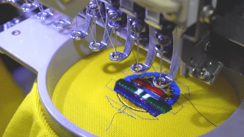 Embroidery Machine on progress Stock Footage 106790172