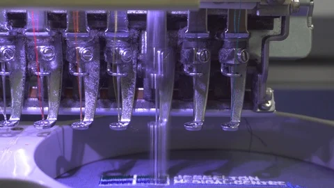 Embroidery Machine on progress In Textile Industry Stock Footage 114983182