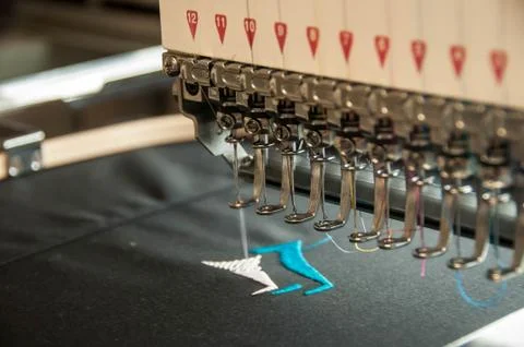 Embroidery machine stiching Stock Photos