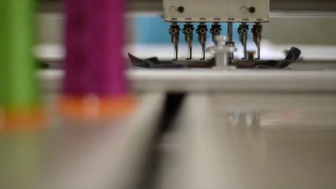 Embroidery machine. Textile Industry. Stock Footage 72557763