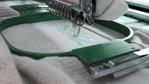 Embroidery machine. Textile Industry. Stock Footage 72557845