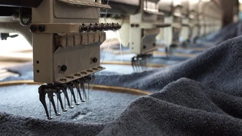 Embroidery machine. Textile Industry. Stock Footage 72557856