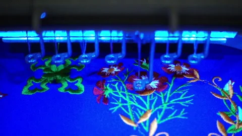 Embroidery machine work in Slow Motion. Stock Footage 86676227