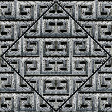 Embroidery modern meander seamless pattern. Tapestry greek key e Stock Illustration