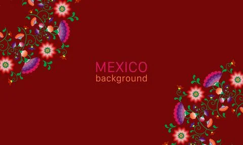 Embroidery native flowers folk pattern with Polish and Mexican influence Stock Illustration