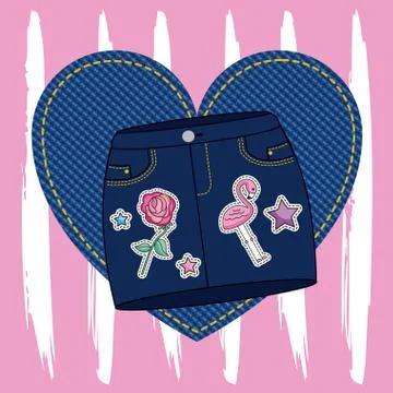 Embroidery patch denim Stock Illustration