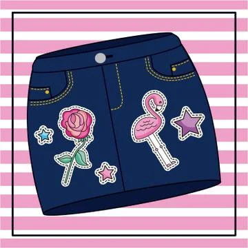 Embroidery patch denim Ilustración de archivo