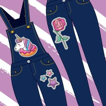 Embroidery patch denim Ilustración de archivo