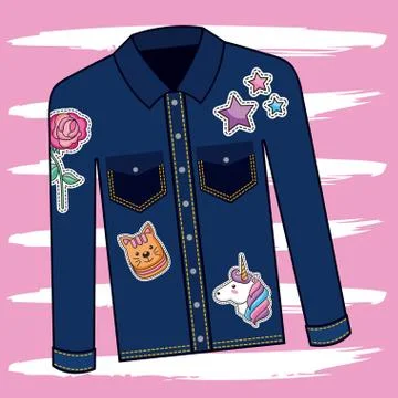 Embroidery patch denim Stock Illustration