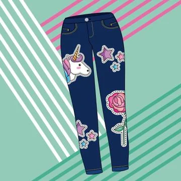 Embroidery patch denim Ilustración de archivo