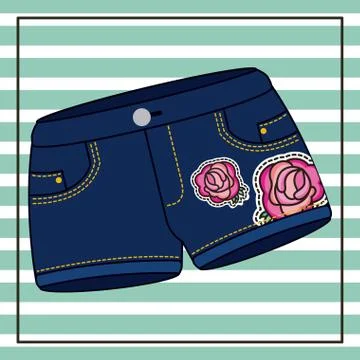 Embroidery patch denim Stock Illustration