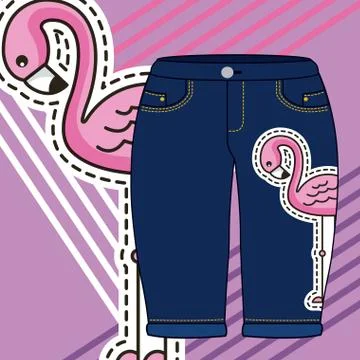 Embroidery patch denim Illustrazione stock
