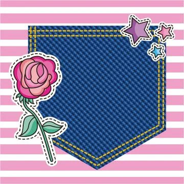 Embroidery patch denim Illustrazione stock