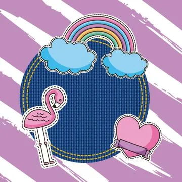 Embroidery patch denim Stock Illustration