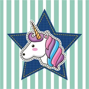 Embroidery patch denim Stock Illustration