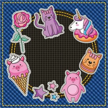 Embroidery patch denim Stock Illustration